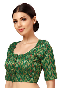 X3 Women's  Viscose Elbow Length Sleeves Soft Brocade Padded Saree Blouse