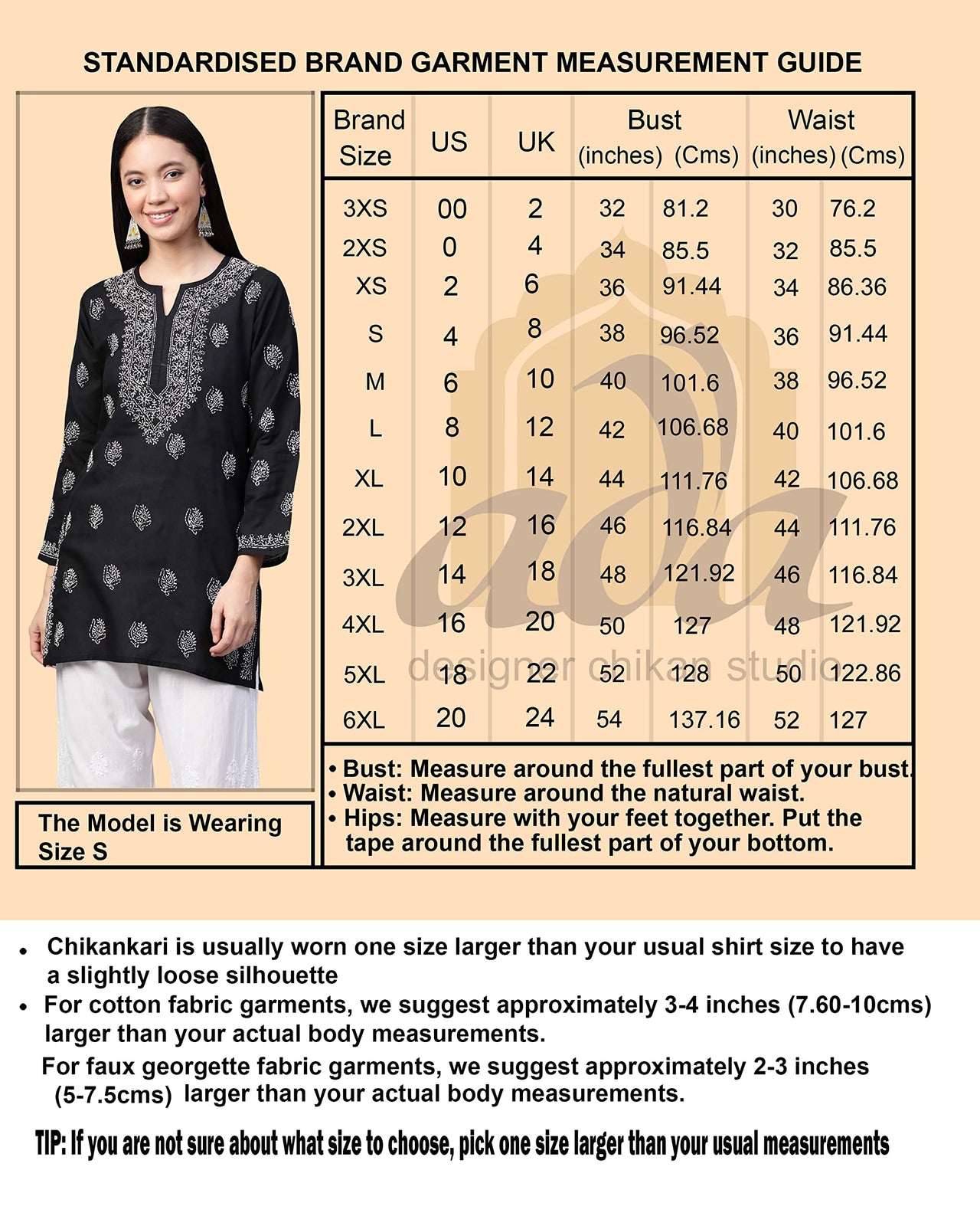 Ada Women's  Hand Embroidered Lucknowi Chikankari Georgette Short Top Kurti with Slip