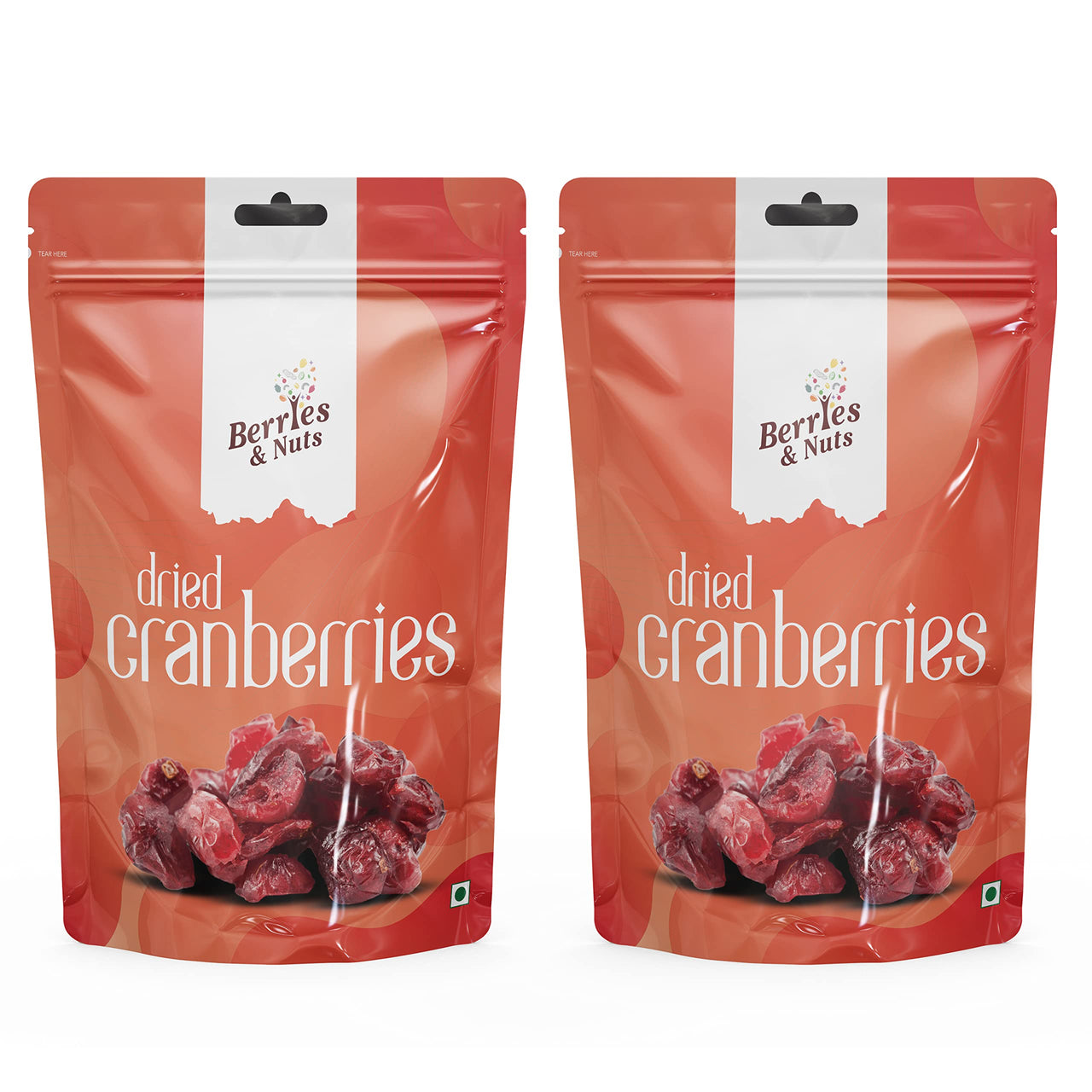 Berries And Nuts Fresh Cranberries 400 Grams Pouch|Dehydrated Cranberries, Antioxidant Rich, Immunity Booster|2 Pack Of 200 Grams