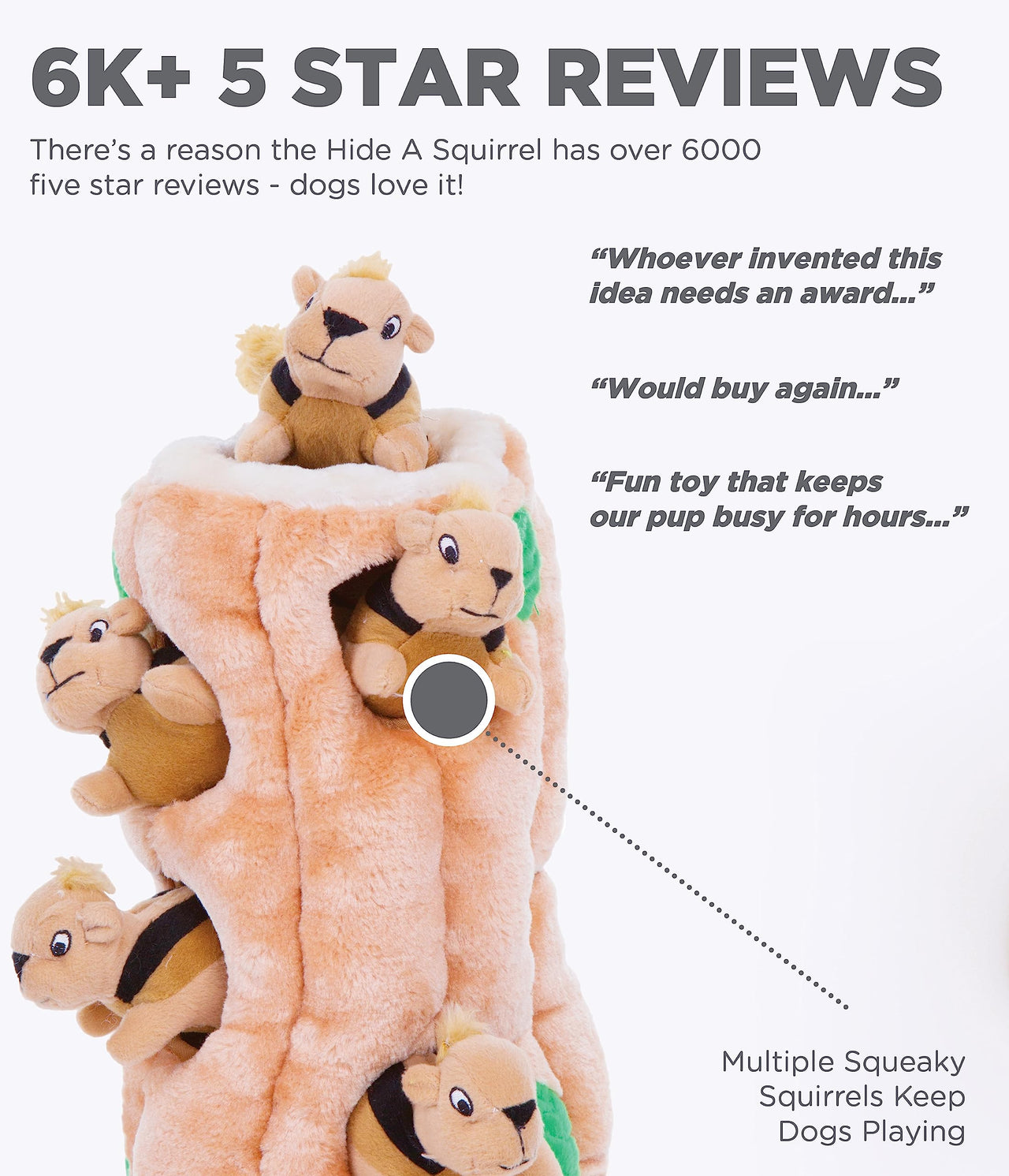 Outward Hound Hide A Squirrel Plush Dog Toy Puzzle, Large