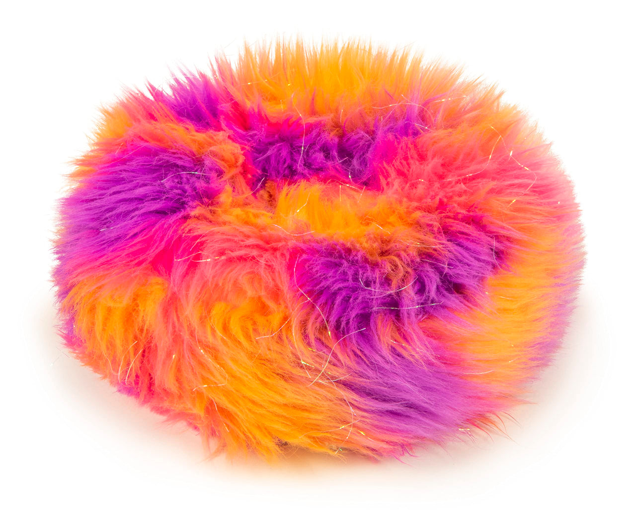 goDog Furballz Ring Squeaky Plush Dog Toy, Chew Guard Technology - Warm Rainbow, Large Furballz Ring (Warm Rainbow)