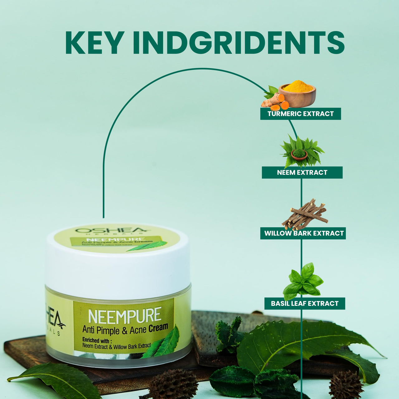 Oshea Herbals Neempure Anti Pimple & Acne Face Cream For All Skin Types | Controls Oil, Softens & Smoothens Skin, Maintains PH Balance - 50 g