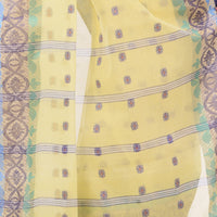 dB DESH BIDESH Women`s Traditional Bengal Tant Tri Leaf Woven Design Pure Handloom Cotton Saree Without Blouse Piece