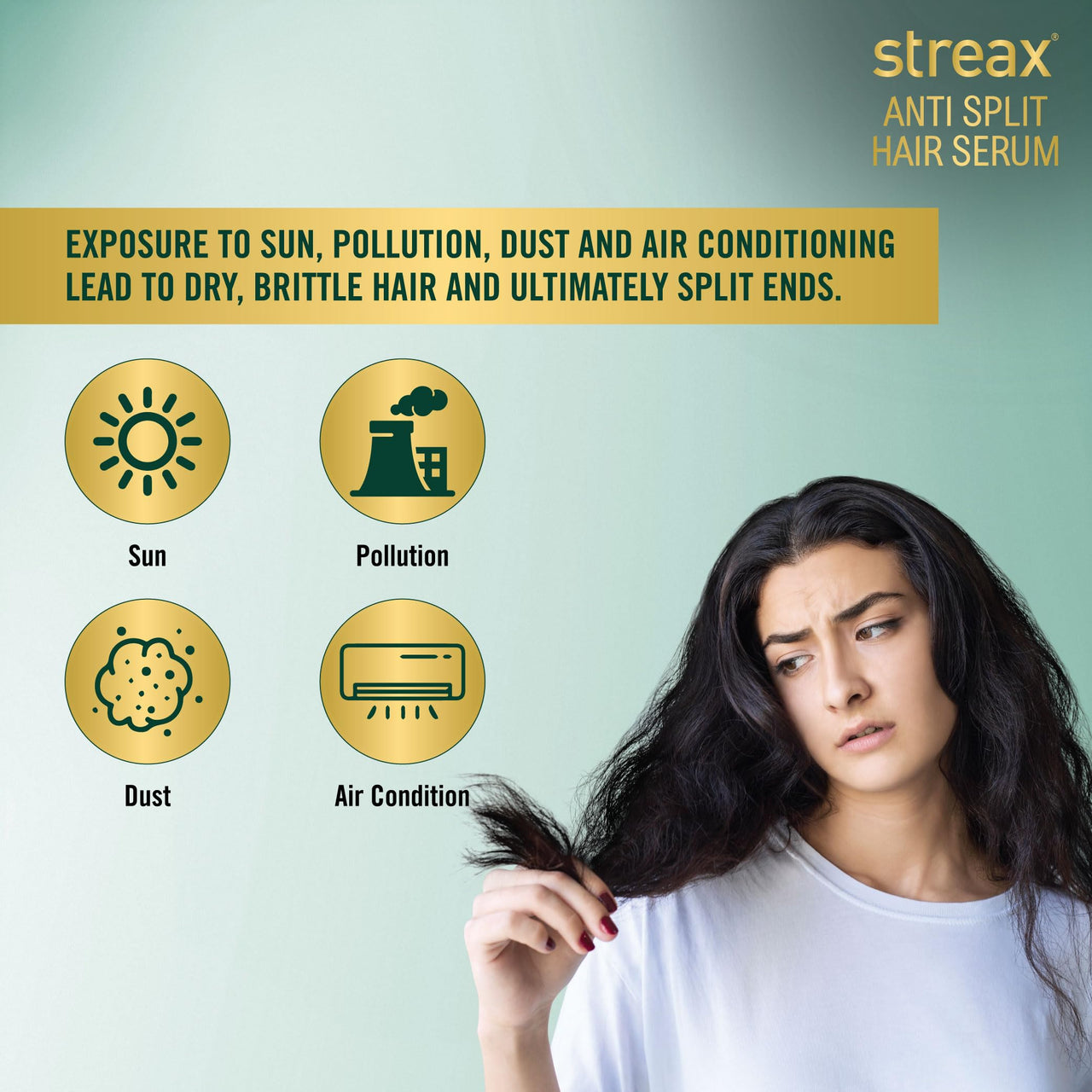 Streax Anti Split Hair serum, 100 ml I Hair Serum for Dry Frizzy Hair|Serum for Frizzy Hair|Hair Serum for Women & Men|With Bio - Elixir I Controls split ends I 82% Reduction in Split Ends I 60% reduction in dryness