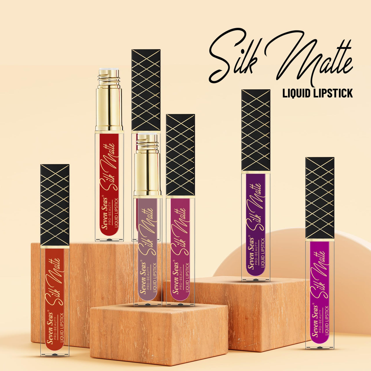 Seven Seas Silk Matte Liquid Lipstick | Long Lasting and Waterproof Liquid Lipstick for Women (Cardinal, 7ml)