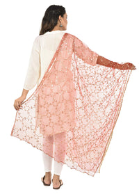 YOUTHQUAKE Heavy Embellished Plastic Mirror Net Dupatta for Womens & Girls