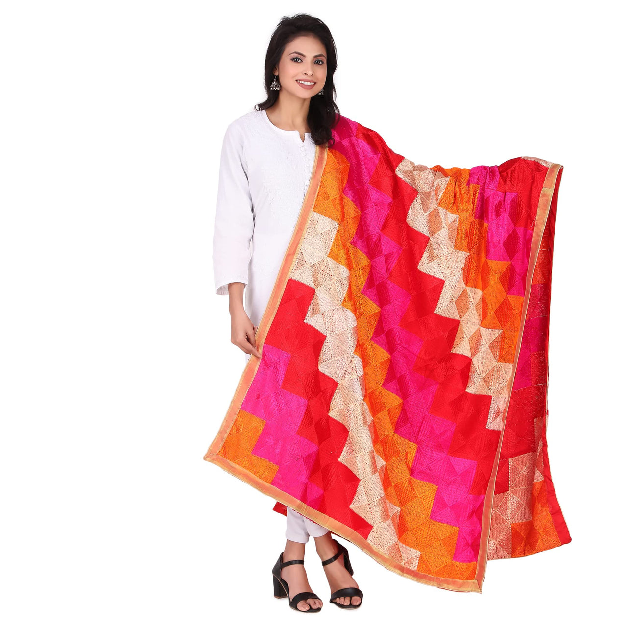 Traditions Bazaar Women's  Embroidered Chiffon Dupatta