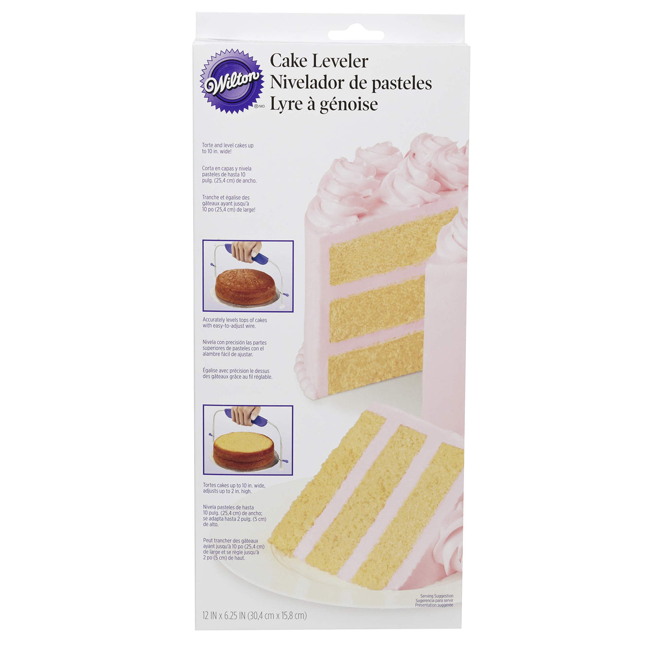 Wilton Adjustable Cake Leveler for Leveling and Torting, 12 x 6.25-Inch, Purple Cake Leveler, Plastic