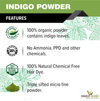 The Forest Herbs Natural Care From Nature Indigo Leaves Powder, 200g (Pack Of 1) Organic For Hair Colour Black (200g (Pack Of 1)