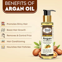 Khadi Omorose Argan Hair Oil - Controls Hair Fall, Makes Hair shiny and Strong (100 ml), (With Argan, Jojoba, Almond, Castor, Olive, Sesame Oil)