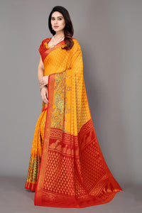 Winza Designer Women's  Chiffon Brasso Floral Printed Saree with Blouse Piece