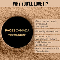 FACESCANADA Weightless Stay Matte Finish Compact Powder - Sand, 9 G|Non Oily Matte Look|Evens Out Complexion|Hides Imperfections|Blends Effortlessly|Pressed Powder For All Skin Types - Sand 04