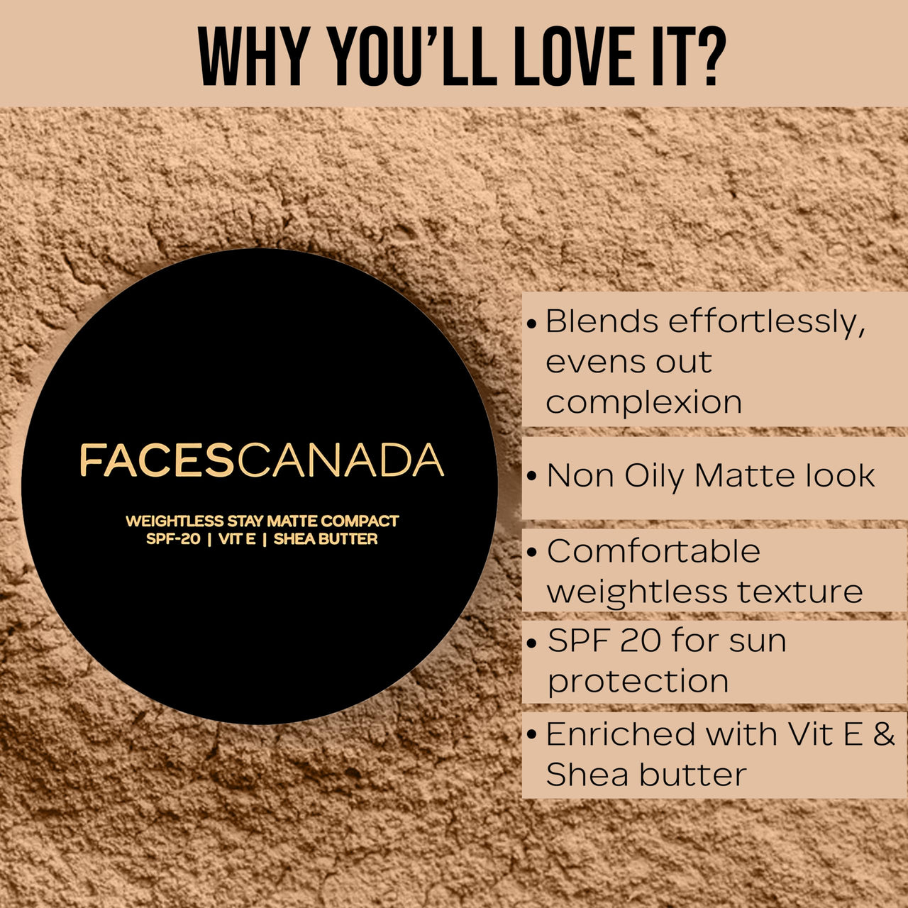FACESCANADA Weightless Stay Matte Finish Compact Powder - Beige,9 G|Non Oily Matte Look|Evens Out Complexion|Hides Imperfections|Blends Effortlessly|Pressed Powder For All Skin Types, 62 Grams