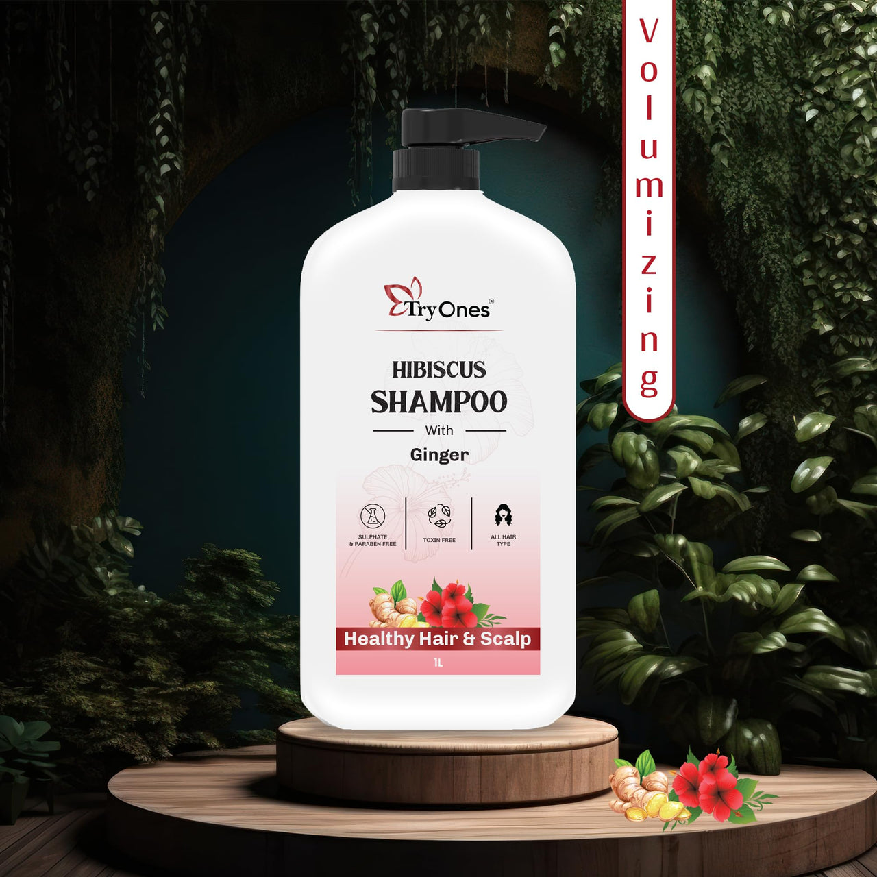 TryOnes HIBISCUS SHAMPOO Damage Repair With & Curry Leaves for Strong & Nourished Hair | For Dry & Frizzy Hair | For Smoother 1000 ml