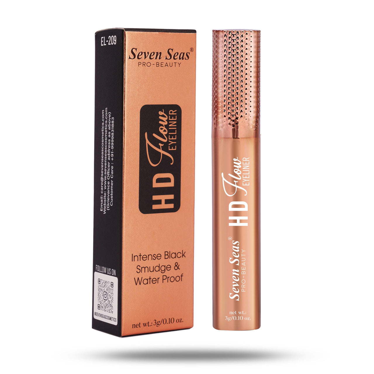 Seven Seas Intense Black Water & Smudge Proof HD Flow Eyeliner (Black.3g)