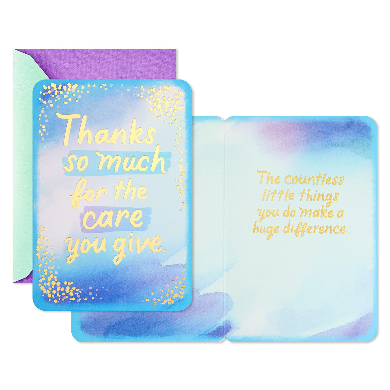 Hallmark Pack of Thank You Cards, Nurses Day Cards (4 Cards with Envelopes, Care You Give) Purple-Mint