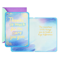 Hallmark Pack of Thank You Cards, Nurses Day Cards (4 Cards with Envelopes, Care You Give) Purple-Mint