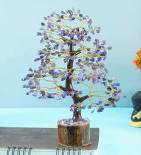 Amethyst Chakra Tree of Life - Crystal Tree for Positive Energy, Feng Shui Decor - Handmade Gemstone Tree, Good Luck Money Bonsai, Purple Healing Crystals, Meditation Stone, Spiritual Mystical Gift Amethyst (Golden Wire)