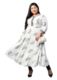 Yash Gallery Women's  Plus Size Plus Size Rayon Tie Dye Printed Anarkali Kurta for Women