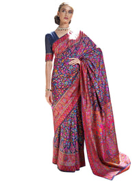 AKHILAM Women's  Banarasi Cotton Blend Saree With Blouse Piece