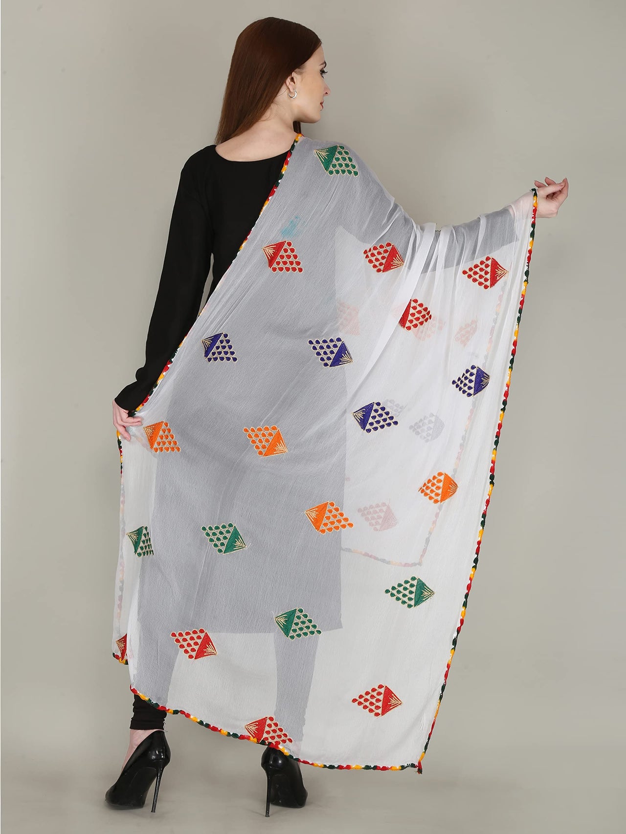 DIAMO Embroidered Chiffon Women's  Dupatta