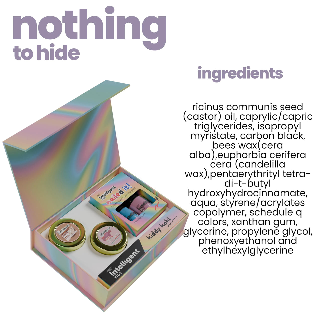 Tuco® Kids Organic Glam Makeup Box for Girls | Safe Makeup Kit | Birthday Gift for 4 5 6 7 8 9 10 11 12-16 Years Old | Non-Toxic Kids Lip balm, Kajal and Nail Paint