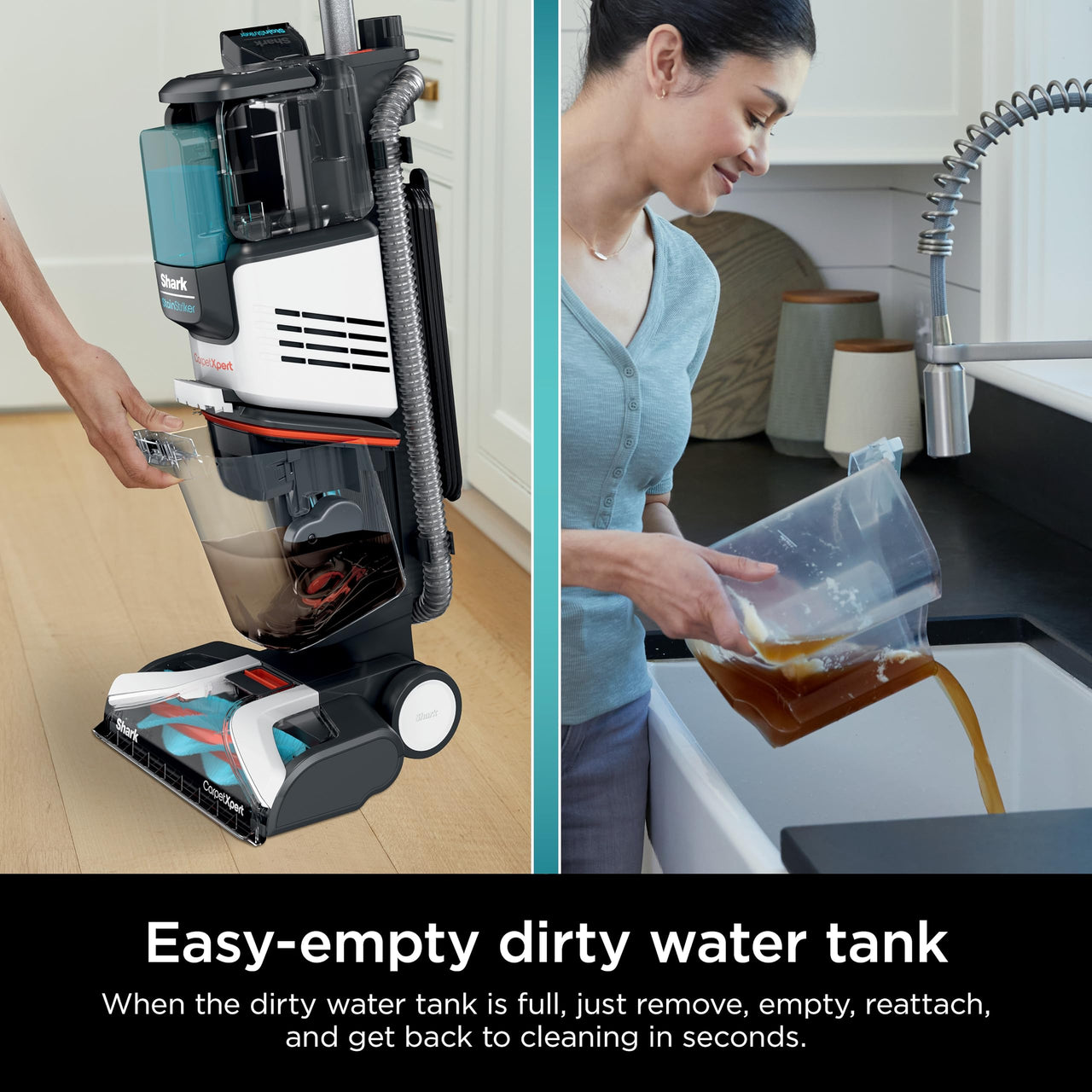 Shark EX201 CarpetXpert Upright Carpet, Area Rug & Upholstery Cleaner with StainStriker, Built-in Spot & Stain Cleaner, Perfect for Pets, Deep Cleaning & Tough Stain Removal, Carpet Shampooer, Cyan Shark CarpetXpert with StainStriker