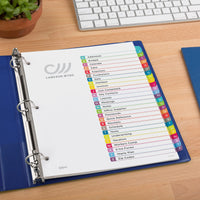 Avery A-Z 26 Tab Dividers for 3 Ring Binders, Customizable Table of Contents, Multicolor Tabs, 1 Set (11844) Contemporary