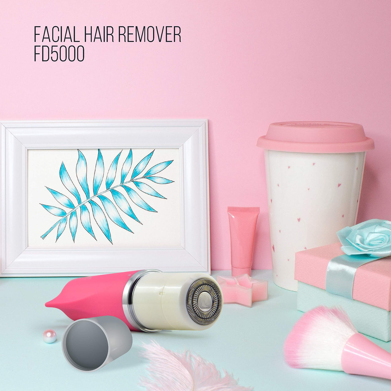 Havells Female Lady Facial Hair Remover/Shaver | Rotary Blades for Clean & Smooth Touch for Upper Lips,Chin7 Cheeks | Wet & Dry Use | Battery Powered | Mirror Included | Hot Pink | FD5000,Multicolour