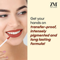 ZM Stay Matte Transfer-proof Lip Color | Matte Texture | Liquid Lipstick | Waterproof and Smudgeproof | Cruelty-free, 6 ML (Mochachino)