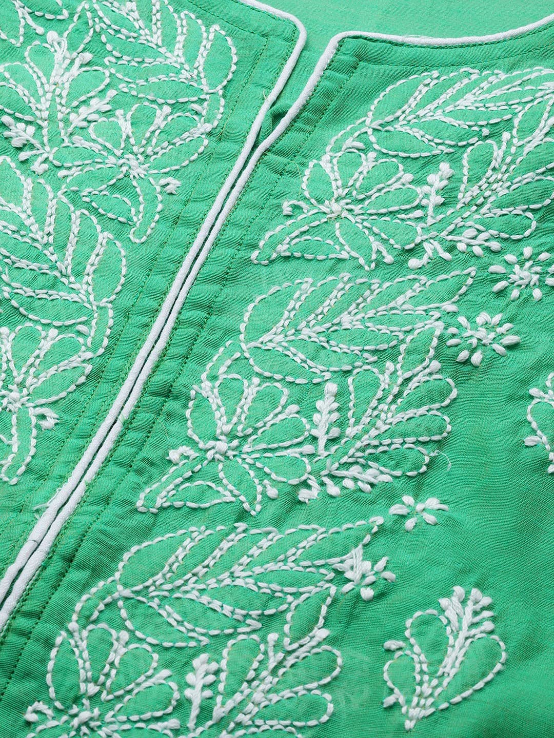 Ada Hand Embroidered New Lucknowi Chikankari Chanderi Kurta Kurti for Women A411175