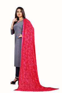 Akshar Llc Miss India Women's  Chiffon Dupatta With Goodembroidery Work