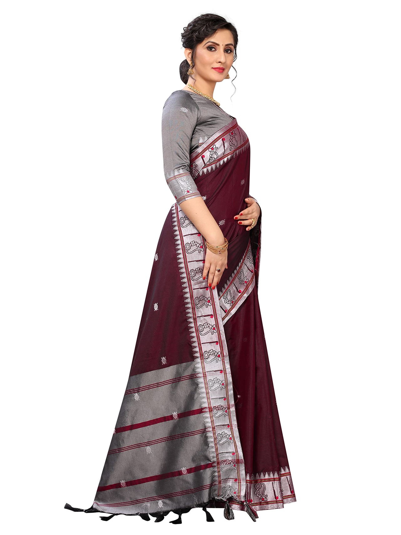 Regolith Designer Sarees for women banarasi silk saree with fancy saree Un-stitched blouse Pieces