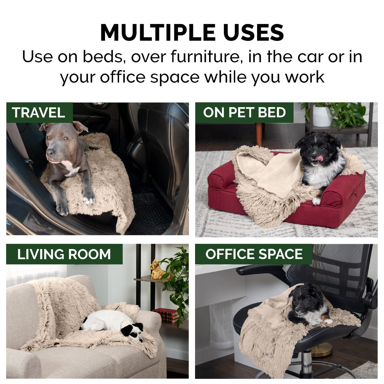 Furhaven Waterproof Throw Blanket for Dogs & Indoor Cats, Washable - Shaggy Plush Calming Long Faux Fur & Velvet Dog Blanket - Taupe, Medium Blanket - Long Faux Fur (Taupe) 40.0"L x 30.0"W x 0.3"Th Waterproof Only