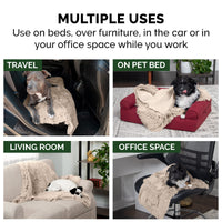 Furhaven Waterproof Throw Blanket for Dogs & Indoor Cats, Washable - Shaggy Plush Calming Long Faux Fur & Velvet Dog Blanket - Taupe, Medium Blanket - Long Faux Fur (Taupe) 40.0