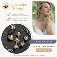 Leafael Women’s Silver Plated Infinity Love Heart Pendant Necklace with Birthstone Crystals, Jewelry Gifts for Her, 18 + 2 inch Chain, Anniversary Birthday Mother's  Necklaces for Wife Mom Girlfriend 16-Energy-Calcite Orange