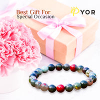 PYOR Blood Stone Gemstone Beads Bracelet Reiki Chakra Healing Blue Crystals And Yoga Bracelets For Men Women Adjustable Stretch Crystal Bead 8mm Good Luck Spiritual Jewelry Aesthetic Positive Energy Blood Stone Bracelet