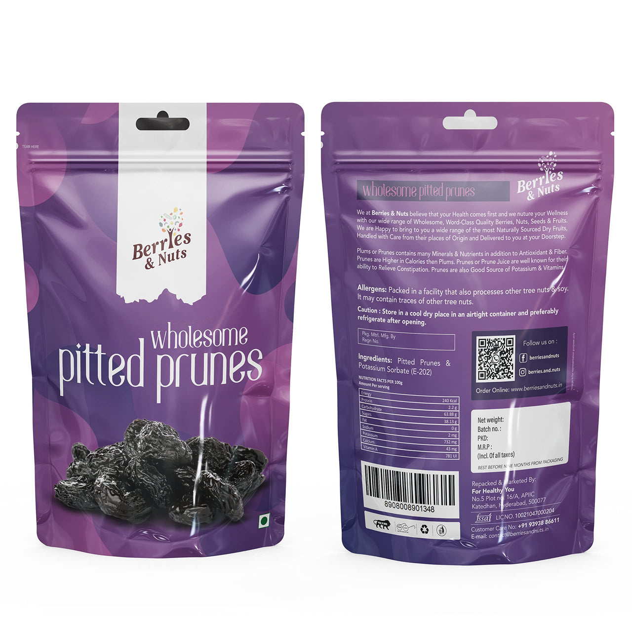 Berries And Nuts California Pitted Prunes 1kg | Antioxidant Rich Pitted Prune, Dried Plums