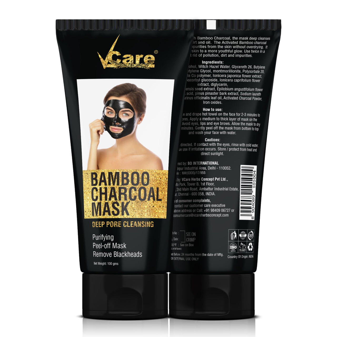 VCare Activated Charcoal Peel Off Mask for Women and Men Deep Pore Cleansing Skincare Kit | Removes Blackheads, Whiteheads and Deep Skin Purifying Face Mask -100g