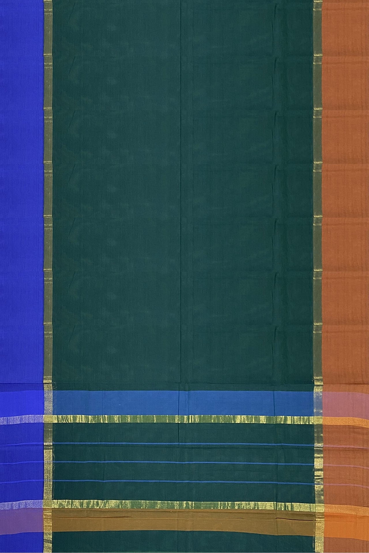 SENSAN Women’s Handloom Kanchi Cotton Saree with Blouse Piece [SKU:430] Light Beige×Navy Blue