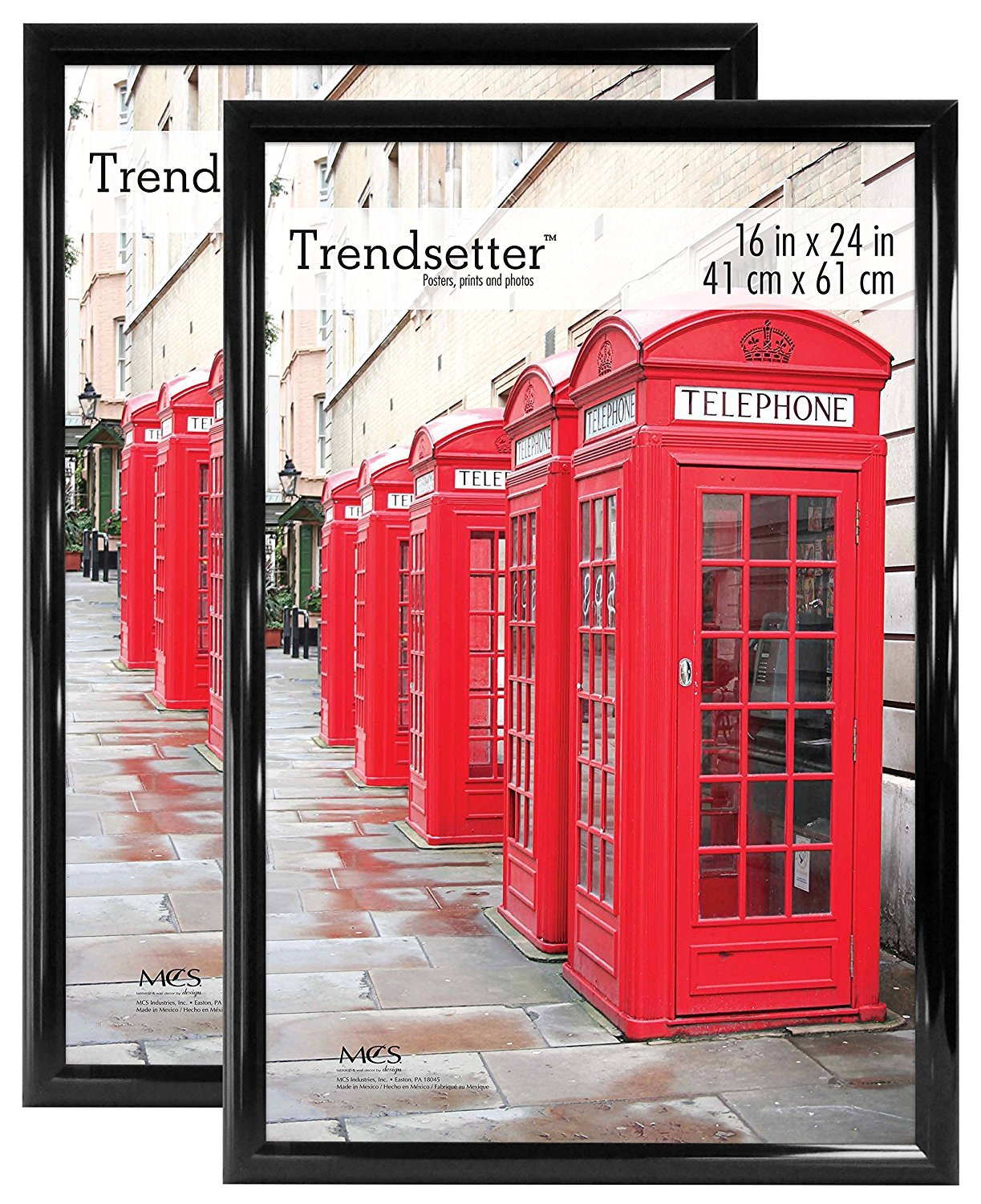 MCS Trendsetter 20x28 Poster Frame Black High-Gloss, Vertical & Horizontal Wall Hanging Large Picture Frame for Photos, Posters & Art Prints (1-Pack) 20 x 28 in Single