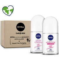 NIVEA Roll On Deodorants, Whitening Smooth Skin and Pearl & Beauty (Pack of 2) - in Eco-Friendly NIVEA Care Box | For Women | Beautiful Underarms & 48H Protection, 100 ml