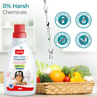 LuvLap Baby Liquid Cleanser 500ml, For cleaning feeding bottle, cutlery, toys, fruits & vegetables, Kills 99.9% Germs, pH Balanced Dermatologically tested formula, No harsh chemicals, Bio-degradable