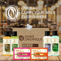 khadi Organique Grooming Travel Kit Men & Women (2 Soap X 50gm each, 1 Shampoo 30ml,1 Conditioner 30ml, 1 Moisturiser 30ml, 1 Face Wash 30ml) 6 pcs in Set (Travell Kit Pack of 1))