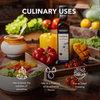 HESTHETIC Virgin Cold Pressed Flaxseed (Alsi) Oil | 100% Pure & Natural - 250 ml | Glass Bottle