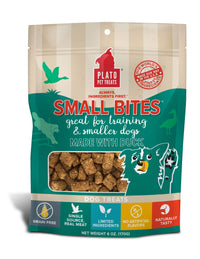 PLATO Small Bites Dog Treats, Natural Bite Sized Real Meat & Duck Flavor, Grain Free & High in Protein, Air Dried Authentic Ingredients, 2 Calories Per Treat, Made in the USA, 6 Ounces 6 Ounce (Pack of 1)