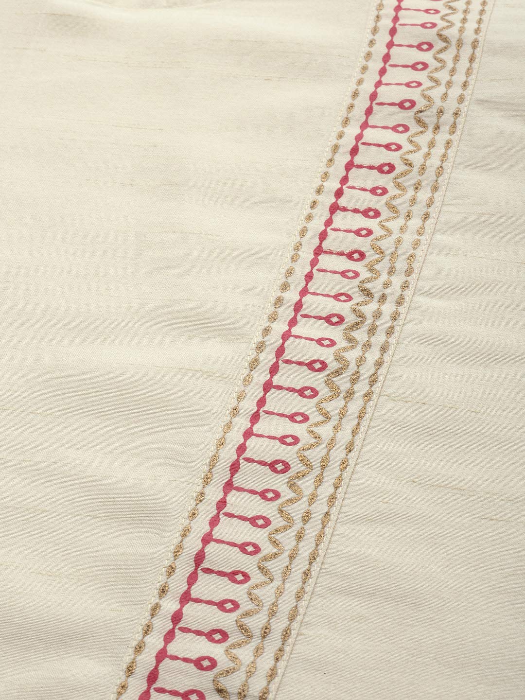 ZIYAA Women's  Off-White Poly Silk Straight Kurta and Pant Set (ZIKUPS2887ANDPA-3XL_Off-White_3XL)