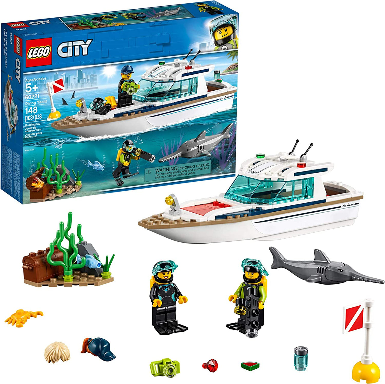 Open Box - LEGO City Great Vehicles Diving Yacht 60221 Building Kit (148 Pieces)