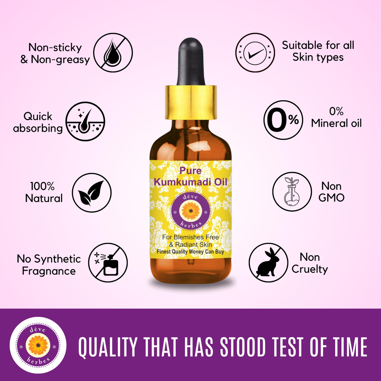 Deve Herbes Kumkumadi Face Oil (Tailam) | Traditionally Extracted | Pure | Saffron-Enriched | Non-Sticky | Lightweight | Ancient Ayurvedic Blend | For All Skin Types | Men & Women | 100ml