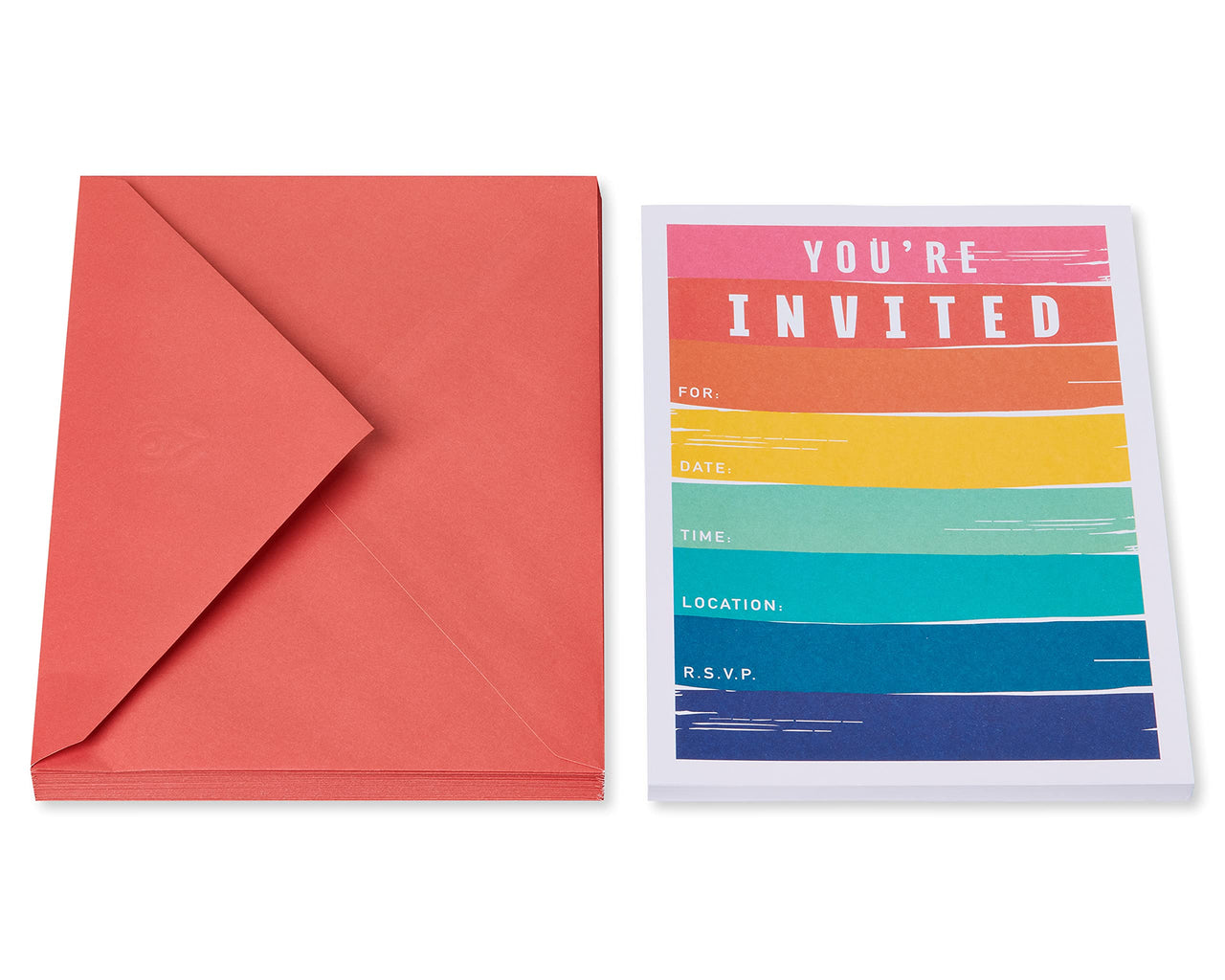 American Greetings All-Occasion Party Invitations with Envelopes, Rainbow Brushstrokes (25-Count)